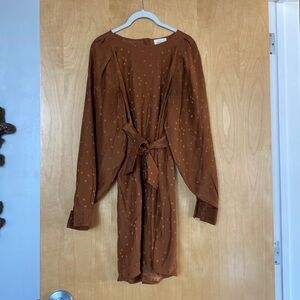 Sezane Erell Dress Caramel Silk Dot